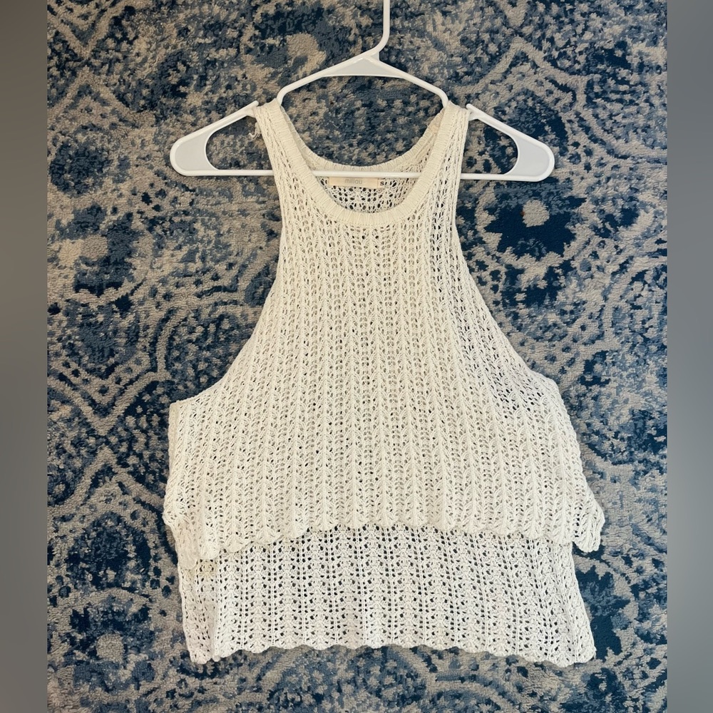 Crochet white tank
